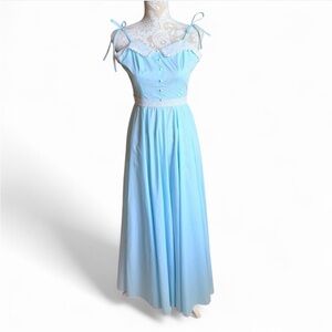 Vintage 1970s Light Blue Maxi Dress